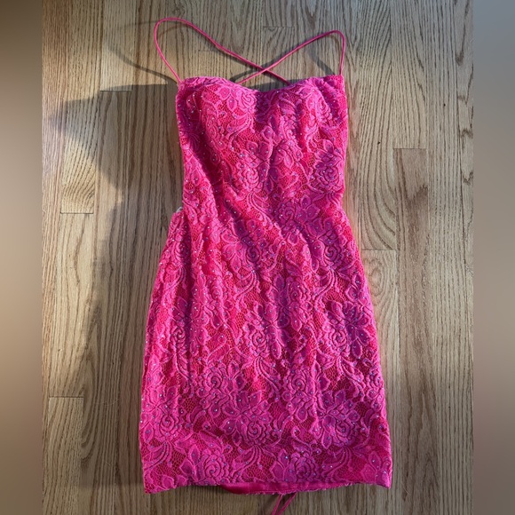 Sherri Hill Pink Lace Dress - Picture 4 of 6